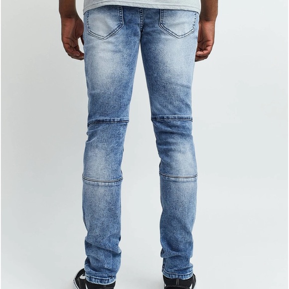 Multi Wash Moto Look Straight Fit Jeans Size 40 - Picture 2 of 7